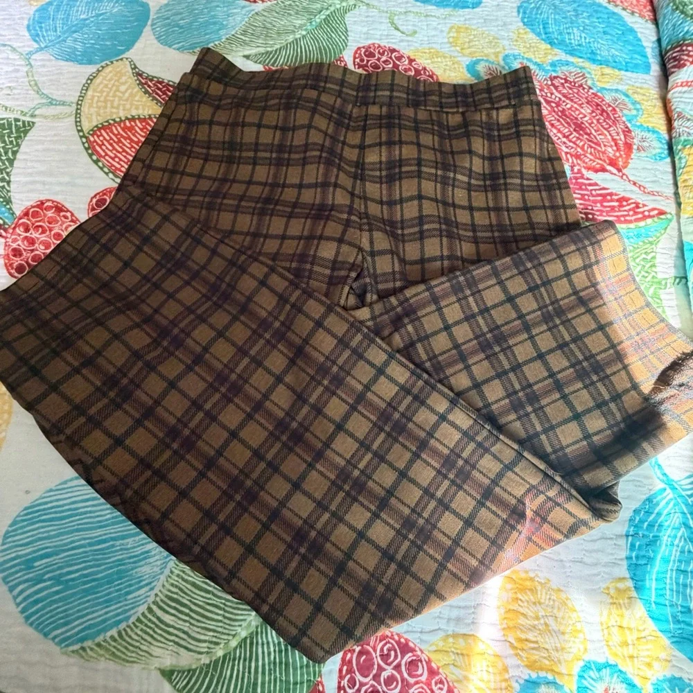 Sanctuary Brown Plaid Straight Leg Pants - Picture 2 of 4